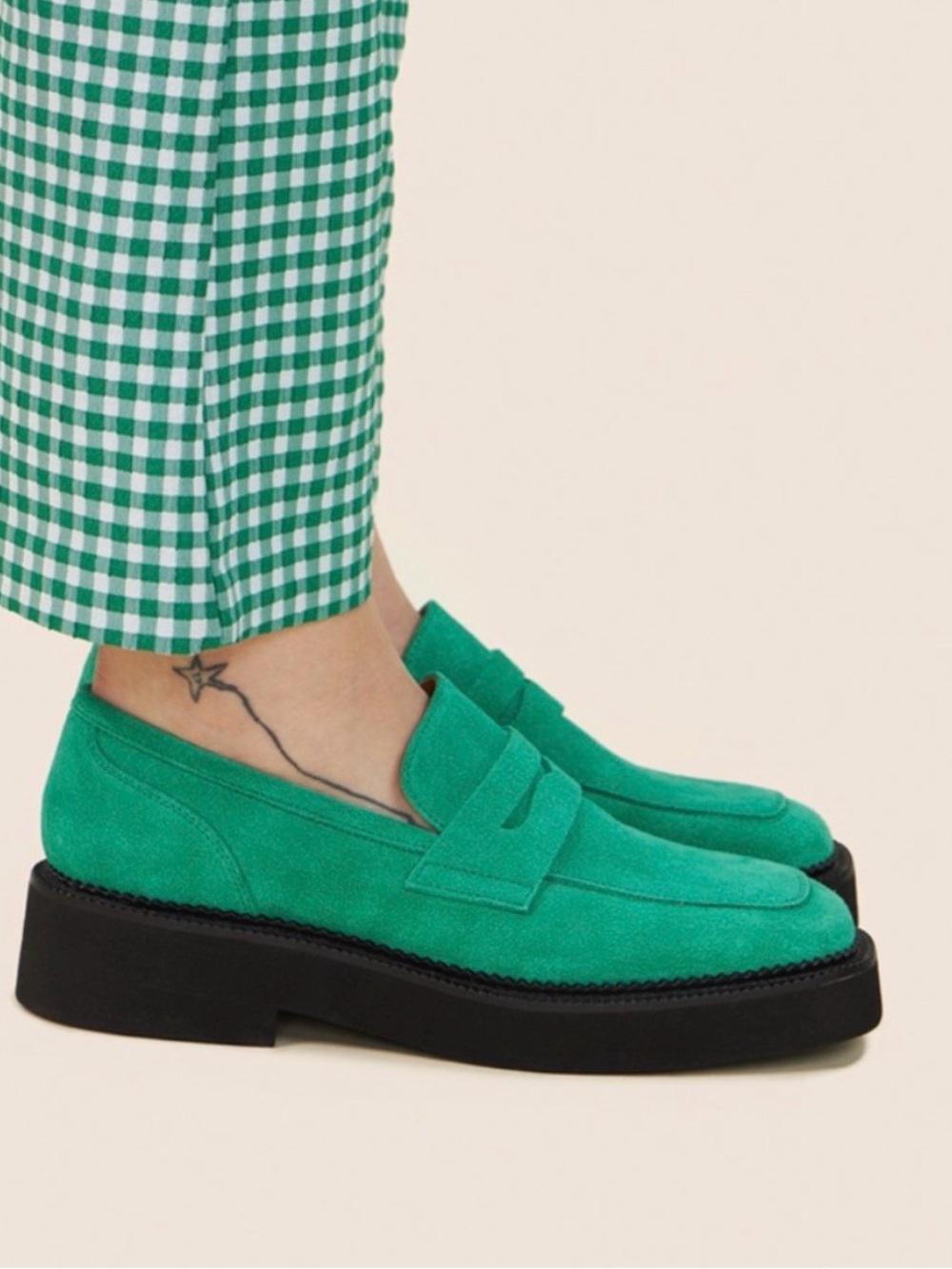 Maguire Suede Paola Penny Loafers Peppermint Green - Picture 2 of 10